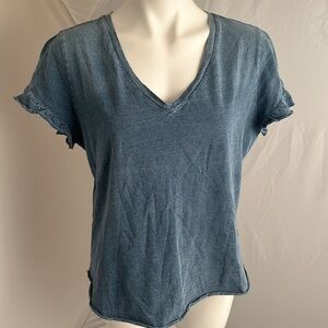 Billy T blue denim look ruffle sleeve t-shirt
